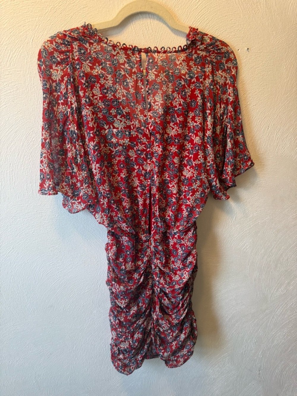 REVOLVE Nicholas Red Blossom Ruched Mini Dress NWT Size 2 Floral Boho Chic - Picture 3 of 7